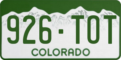 CO license plate 926TOT