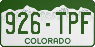 CO license plate 926TPF