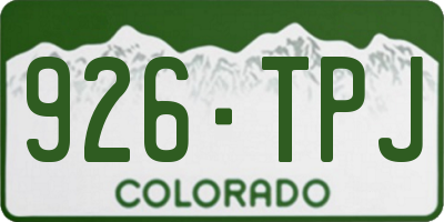CO license plate 926TPJ
