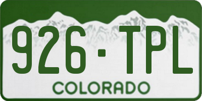 CO license plate 926TPL