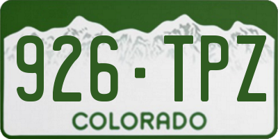 CO license plate 926TPZ
