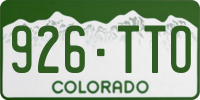 CO license plate 926TTO