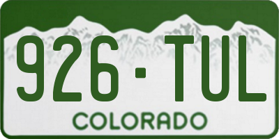 CO license plate 926TUL