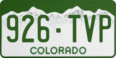 CO license plate 926TVP