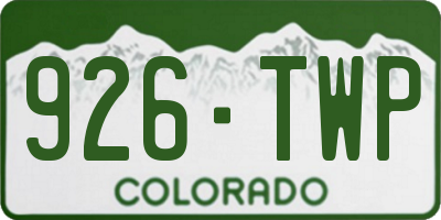 CO license plate 926TWP