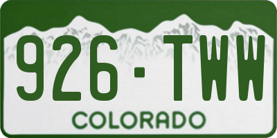 CO license plate 926TWW