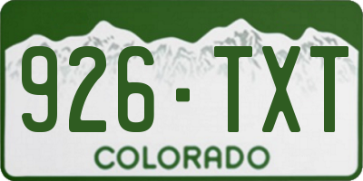 CO license plate 926TXT