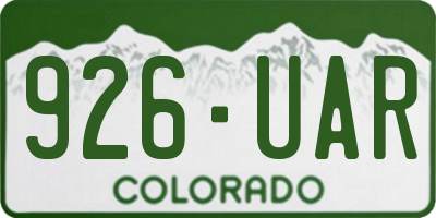 CO license plate 926UAR