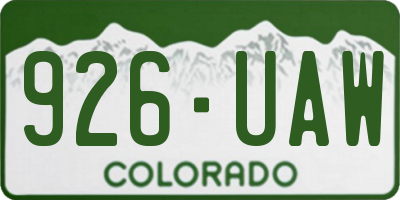 CO license plate 926UAW