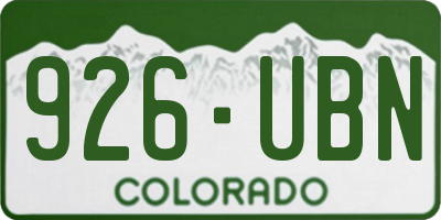 CO license plate 926UBN