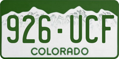 CO license plate 926UCF
