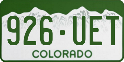 CO license plate 926UET
