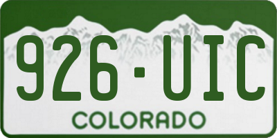CO license plate 926UIC