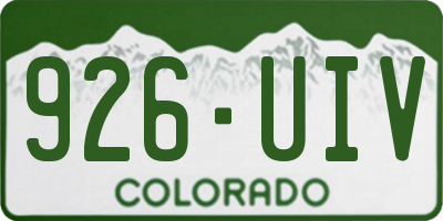 CO license plate 926UIV