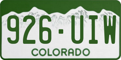 CO license plate 926UIW