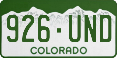 CO license plate 926UND