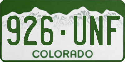CO license plate 926UNF