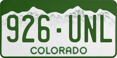 CO license plate 926UNL