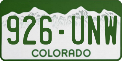 CO license plate 926UNW