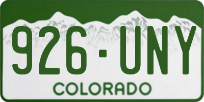 CO license plate 926UNY