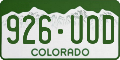 CO license plate 926UOD