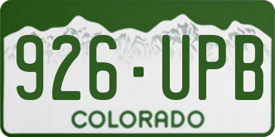 CO license plate 926UPB