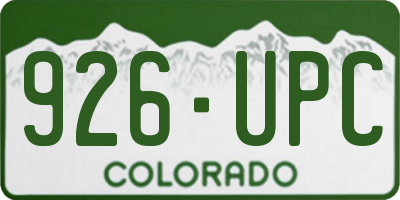 CO license plate 926UPC