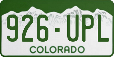 CO license plate 926UPL