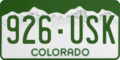 CO license plate 926USK