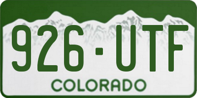 CO license plate 926UTF