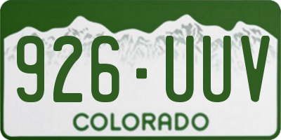 CO license plate 926UUV