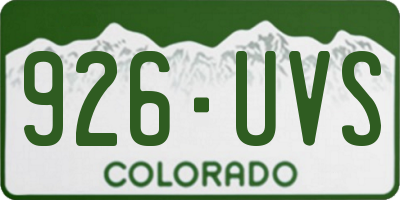 CO license plate 926UVS