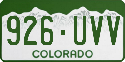 CO license plate 926UVV
