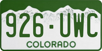 CO license plate 926UWC