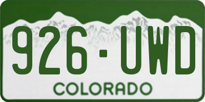 CO license plate 926UWD