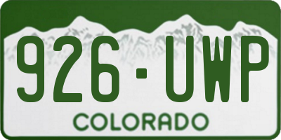 CO license plate 926UWP