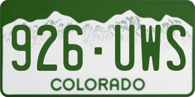 CO license plate 926UWS
