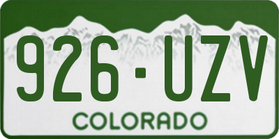 CO license plate 926UZV