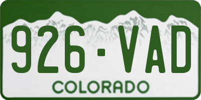 CO license plate 926VAD