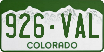 CO license plate 926VAL