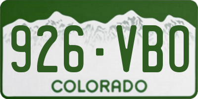 CO license plate 926VBO