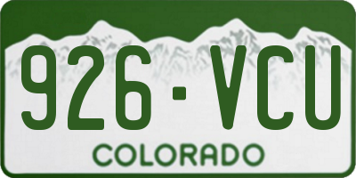 CO license plate 926VCU
