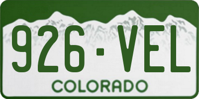 CO license plate 926VEL