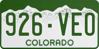 CO license plate 926VEO