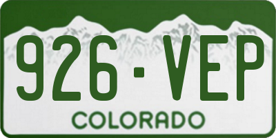 CO license plate 926VEP