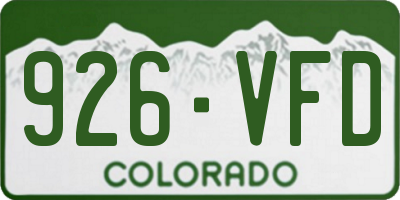 CO license plate 926VFD
