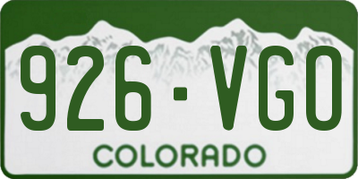 CO license plate 926VGO