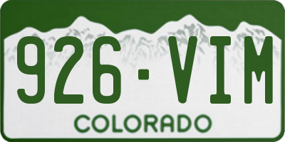 CO license plate 926VIM