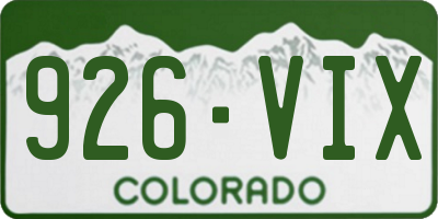 CO license plate 926VIX