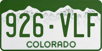 CO license plate 926VLF